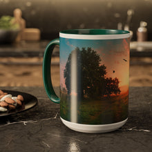 Load image into Gallery viewer, Ralph Waldo Emerson Quote - Colorful Trail Sunrise Mug, Inspirational Quote for Hikers, Poets, Writers, Coffee Cup, 15 ounce