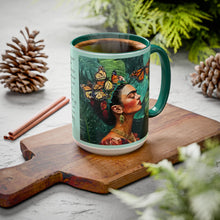 Load image into Gallery viewer, Mug - Mexican Artist Frida Kahlo Mosaic Tile Art Style with Monarch Butterflies & Quote