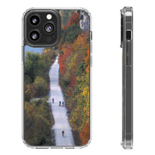 Load image into Gallery viewer, Katy Trail Clear Phone Cases of America's Longest Rails to Trails Project. Shock Absorbing, Multiple Sizes, Hiking, Biking, Cycling, Trails. Rocheport, Missouri.