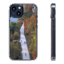Load image into Gallery viewer, Katy Trail Clear Phone Cases of America's Longest Rails to Trails Project. Shock Absorbing, Multiple Sizes, Hiking, Biking, Cycling, Trails. Rocheport, Missouri.