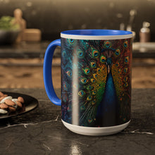 Load image into Gallery viewer, Emily Dickinson Quote - Colorful Peacock Feather Mug, Inspirational Quote for Poets, Writers, Coffee Cup, 15 ounce