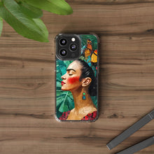 Load image into Gallery viewer, Clear Phone Cases Frida Kahlo Artwork and Monarchs
