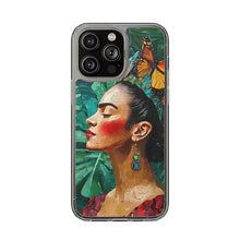 Load image into Gallery viewer, Clear Phone Cases Frida Kahlo Artwork and Monarchs
