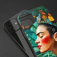 Load image into Gallery viewer, Clear Phone Cases Frida Kahlo Artwork and Monarchs
