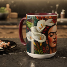 Load image into Gallery viewer, Mug - Mexican Artist Frida Kahlo with Alcatraz Calla Lillies Design
