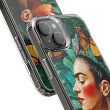 Load image into Gallery viewer, Clear Phone Cases Frida Kahlo Artwork and Monarchs
