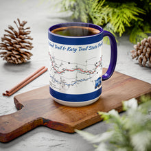 Load image into Gallery viewer, Coffee Mug - Katy Trail and Rock Island Trails Colorful Missouri Map 15oz
