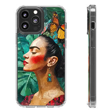 Load image into Gallery viewer, Clear Phone Cases Frida Kahlo Artwork and Monarchs
