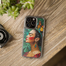 Load image into Gallery viewer, Clear Phone Cases Frida Kahlo Artwork and Monarchs
