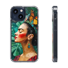 Load image into Gallery viewer, Clear Phone Cases Frida Kahlo Artwork and Monarchs
