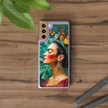 Load image into Gallery viewer, Clear Phone Cases Frida Kahlo Artwork and Monarchs
