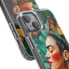 Load image into Gallery viewer, Clear Phone Cases Frida Kahlo Artwork and Monarchs
