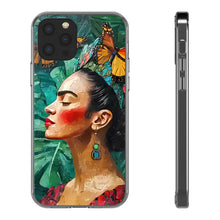 Load image into Gallery viewer, Clear Phone Cases Frida Kahlo Artwork and Monarchs
