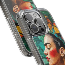 Load image into Gallery viewer, Clear Phone Cases Frida Kahlo Artwork and Monarchs

