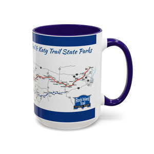 Coffee Mug - Katy Trail and Rock Island Trails Colorful Missouri Map 15oz