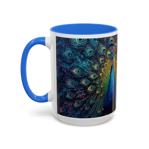 Emily Dickinson Quote - Colorful Peacock Feather Mug, Inspirational Quote for Poets, Writers, Coffee Cup, 15 ounce