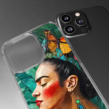 Load image into Gallery viewer, Clear Phone Cases Frida Kahlo Artwork and Monarchs
